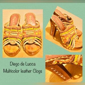Diego De Lucca Multicolor  3in Leather Clogs( Size 5)